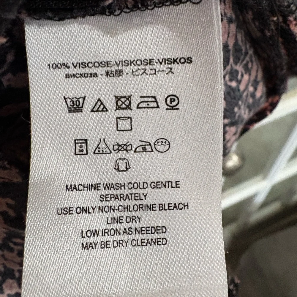 Free People Floral Tie Front Mini Dress Black Pink Boho V-Neck Size M‎